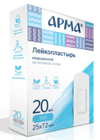 Лейкопластырь на нетканой основе 25х72 мм «Арма», 20 шт